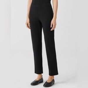 NWT Eileen Fisher Slim Ankle Pants Black Organic Cotton Blend M $178